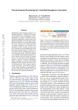 Neural Syntactic Preordering for Controlled Paraphrase Generation