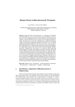 Human Factors in Biocybersecurity Wargames