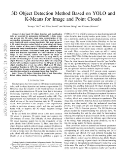 3D Object Detection Method Based on YOLO and K-Means for Image and Point
  Clouds