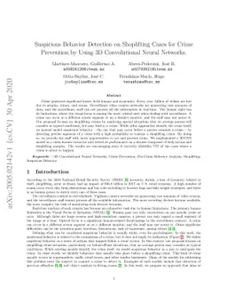 Suspicious Behavior Detection on Shoplifting Cases for Crime Prevention
  by Using 3D Convolutional Neural Networks