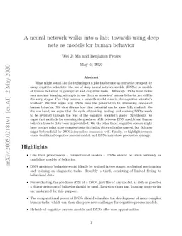 A neural network walks into a lab: towards using deep nets as models for
  human behavior