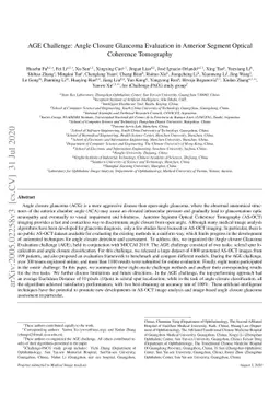 AGE Challenge: Angle Closure Glaucoma Evaluation in Anterior Segment
  Optical Coherence Tomography