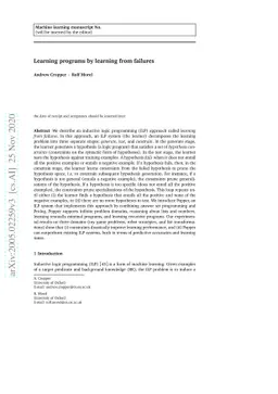 Learning programs by learning from failures