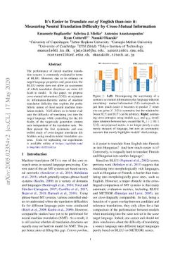 It's Easier to Translate out of English than into it: Measuring Neural
  Translation Difficulty by Cross-Mutual Information