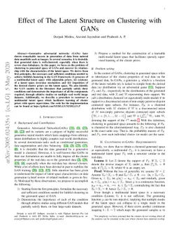 Effect of The Latent Structure on Clustering with GANs
