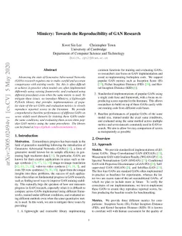 Mimicry: Towards the Reproducibility of GAN Research