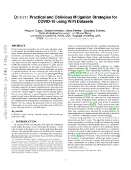 Quest: Practical and Oblivious Mitigation Strategies for COVID-19 using
  WiFi Datasets