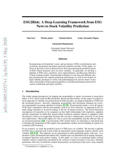 ESG2Risk: A Deep Learning Framework from ESG News to Stock Volatility
  Prediction