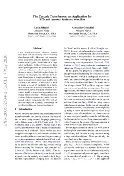 The Cascade Transformer: an Application for Efficient Answer Sentence
  Selection