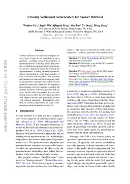 Crossing Variational Autoencoders for Answer Retrieval