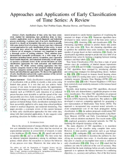 Approaches and Applications of Early Classification of Time Series: A
  Review