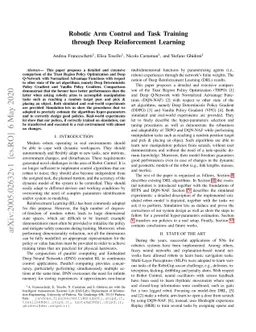 Robotic Arm Control and Task Training through Deep Reinforcement
  Learning