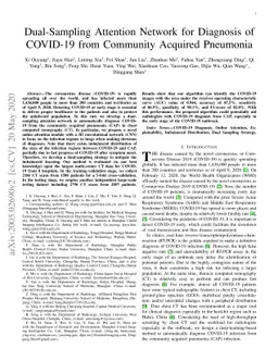 Dual-Sampling Attention Network for Diagnosis of COVID-19 from Community
  Acquired Pneumonia