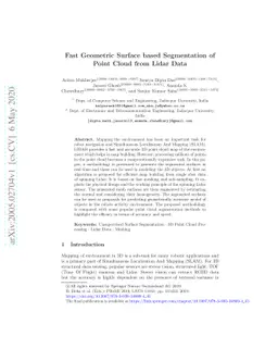 Fast Geometric Surface based Segmentation of Point Cloud from Lidar Data