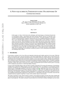 A Non-equilibrium Thermodynamic Framework of Consciousness
