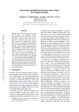 Harvesting and Refining Question-Answer Pairs for Unsupervised QA