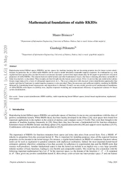 Mathematical foundations of stable RKHSs