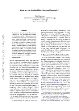 What are the Goals of Distributional Semantics?
