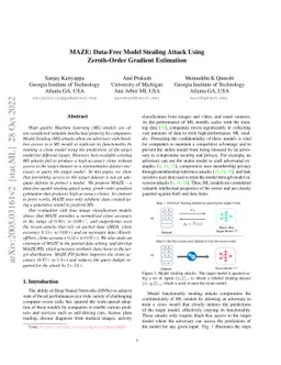 MAZE: Data-Free Model Stealing Attack Using Zeroth-Order Gradient
  Estimation