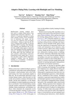 Adaptive Dialog Policy Learning with Hindsight and User Modeling