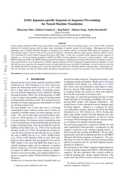 JASS: Japanese-specific Sequence to Sequence Pre-training for Neural
  Machine Translation
