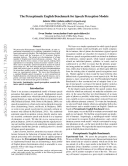 The Perceptimatic English Benchmark for Speech Perception Models