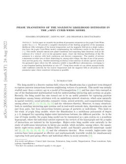Phase Transitions of the Maximum Likelihood Estimates in the $p$-Spin
  Curie-Weiss Model