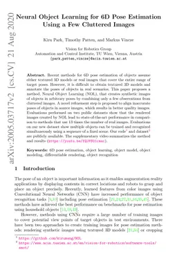 Neural Object Learning for 6D Pose Estimation Using a Few Cluttered
  Images