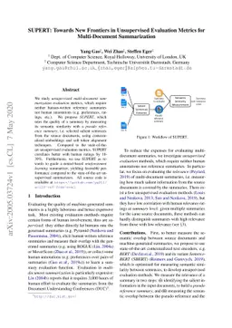 SUPERT: Towards New Frontiers in Unsupervised Evaluation Metrics for
  Multi-Document Summarization