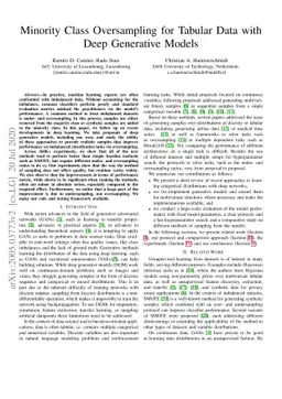 Minority Class Oversampling for Tabular Data with Deep Generative Models