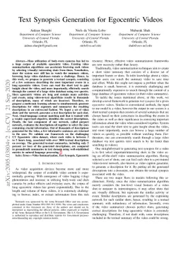 Text Synopsis Generation for Egocentric Videos