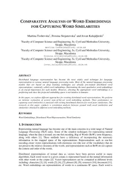 Comparative Analysis of Word Embeddings for Capturing Word Similarities