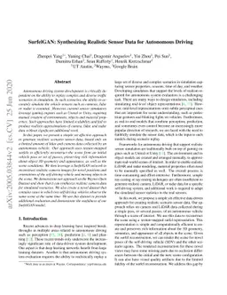 SurfelGAN: Synthesizing Realistic Sensor Data for Autonomous Driving