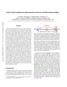 Point Cloud Completion by Skip-attention Network with Hierarchical
  Folding
