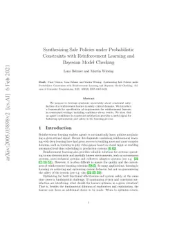 Synthesizing Safe Policies under Probabilistic Constraints with
  Reinforcement Learning and Bayesian Model Checking