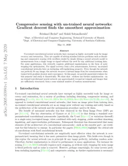 Compressive sensing with un-trained neural networks: Gradient descent
  finds the smoothest approximation
