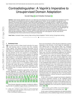 Contradistinguisher: A Vapnik's Imperative to Unsupervised Domain
  Adaptation