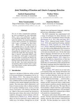 Joint Modelling of Emotion and Abusive Language Detection