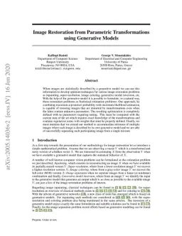 Image Restoration from Parametric Transformations using Generative
  Models