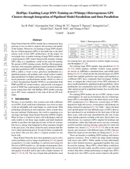HetPipe: Enabling Large DNN Training on (Whimpy) Heterogeneous GPU
  Clusters through Integration of Pipelined Model Parallelism and Data
  Parallelism