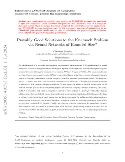 Provably Good Solutions to the Knapsack Problem via Neural Networks of
  Bounded Size