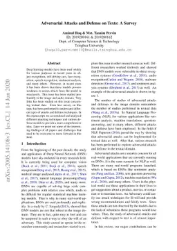 Adversarial Attacks and Defense on Texts: A Survey