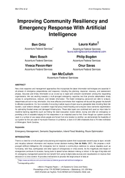 Improving Community Resiliency and Emergency Response With Artificial
  Intelligence