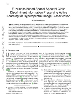 Fuzziness-based Spatial-Spectral Class Discriminant Information
  Preserving Active Learning for Hyperspectral Image Classification