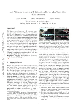 Self-Attention Dense Depth Estimation Network for Unrectified Video
  Sequences