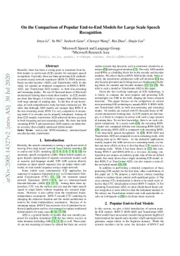 On the Comparison of Popular End-to-End Models for Large Scale Speech
  Recognition