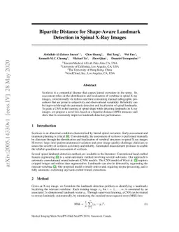 Bipartite Distance for Shape-Aware Landmark Detection in Spinal X-Ray
  Images