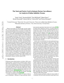 The Tools and Tactics Used in Intimate Partner Surveillance: An Analysis
  of Online Infidelity Forums