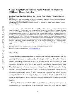 A Light-Weighted Convolutional Neural Network for Bitemporal SAR Image
  Change Detection