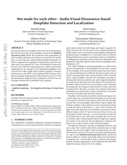 Not made for each other- Audio-Visual Dissonance-based Deepfake
  Detection and Localization